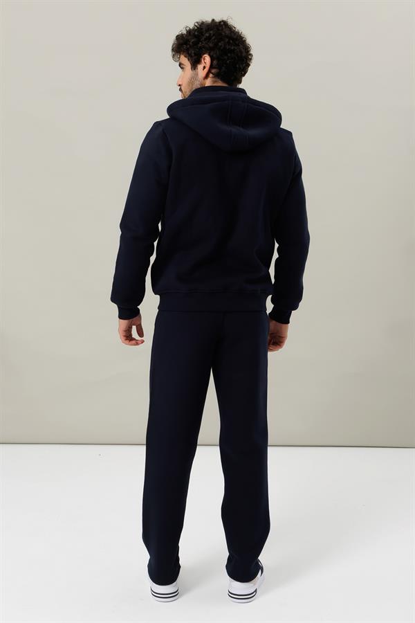 Escetic Lacivert Yeşil Casual Kalıp Şardonlu 370 Gram 3 İplik Kumaş 4 Cepli Erkek Eşofman Takımı TK0078