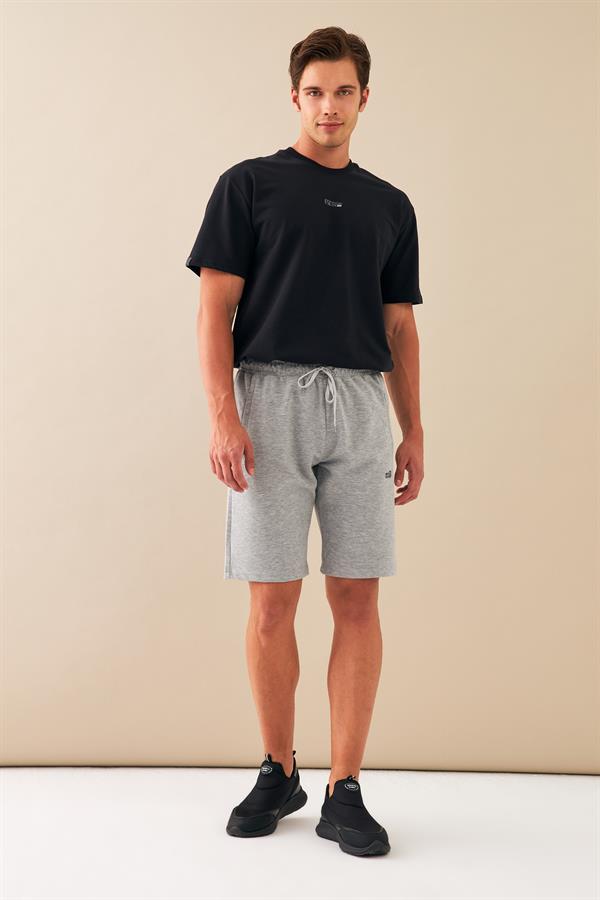 Escetic Gri Erkek Regular Kalıp Nefes Alabilen ABD Pike Kumaş Spor Şort B1489