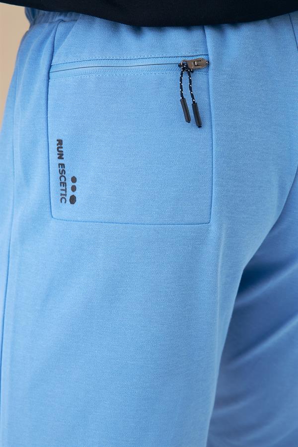 Escetic Mavi Erkek Regular Kalıp Nefes Alabilen ABD Pike Kumaş Spor Şort B1489