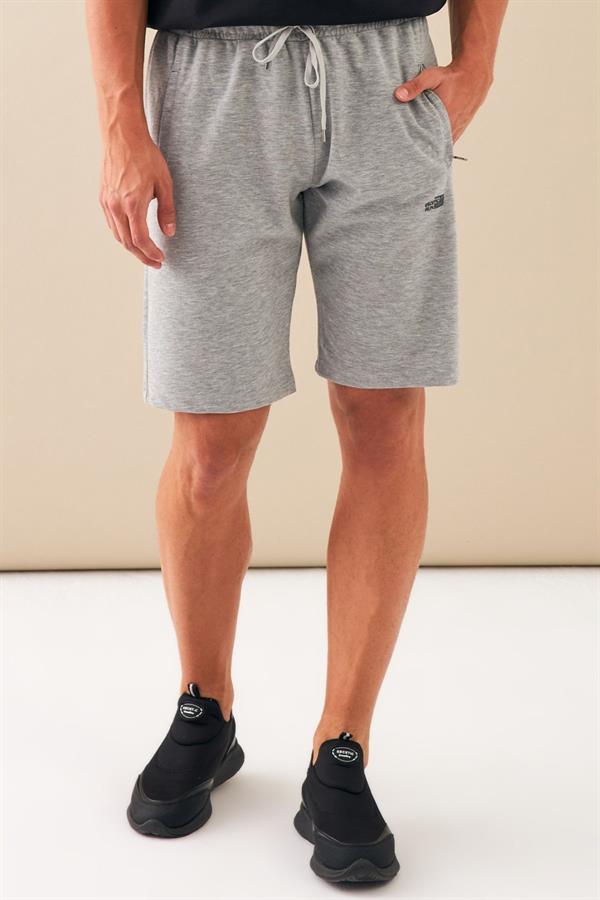 Escetic Gri Erkek Regular Kalıp Nefes Alabilen ABD Pike Kumaş Spor Şort B1489