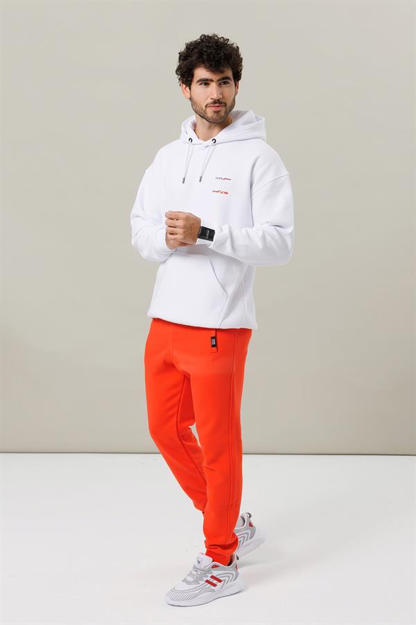 Escetic Nar Çiçeği Kışlık Kalın 3 İplik Lastik Paça Slimfit Erkek Eşofman Altı B1127