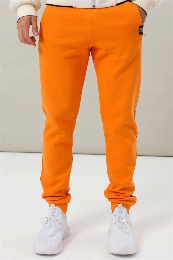 Escetic Oranj Kışlık Kalın 3 İplik Lastik Paça Slimfit Erkek Eşofman Altı B1127