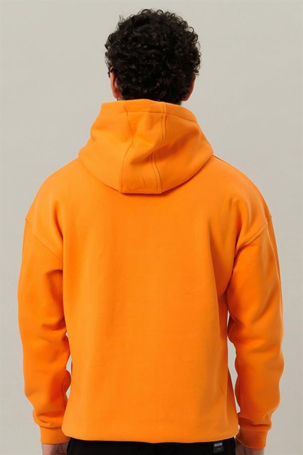 Escetic Oranj Unisex 3 İplik Polarlı Kışlık Oversize Erkek Sweatshirt A3057