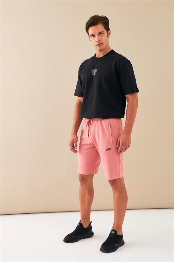 Escetic Pembe Erkek Regular Kalıp Nefes Alabilen ABD Pike Kumaş Spor Şort B1489