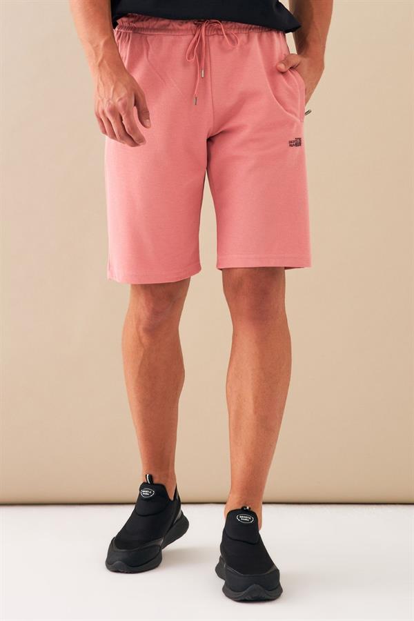 Escetic Pembe Erkek Regular Kalıp Nefes Alabilen ABD Pike Kumaş Spor Şort B1489