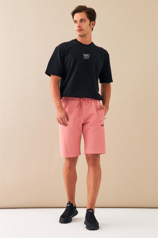 Escetic Pembe Erkek Regular Kalıp Nefes Alabilen ABD Pike Kumaş Spor Şort B1489