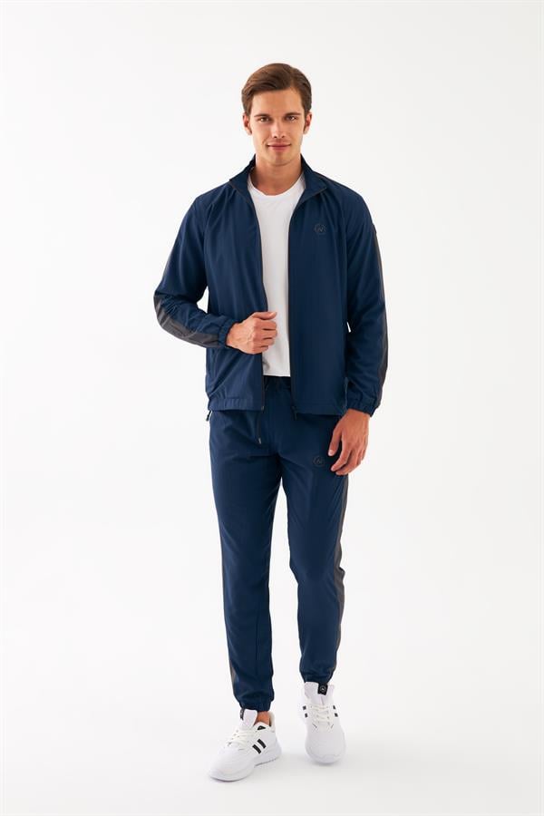 Escetic Royal Erkek Dik Yaka Spor Likra Kumaş Lastik Paça 4 Cepli YAZLIK Slimfit Spor Eşofman Takımı SL0019