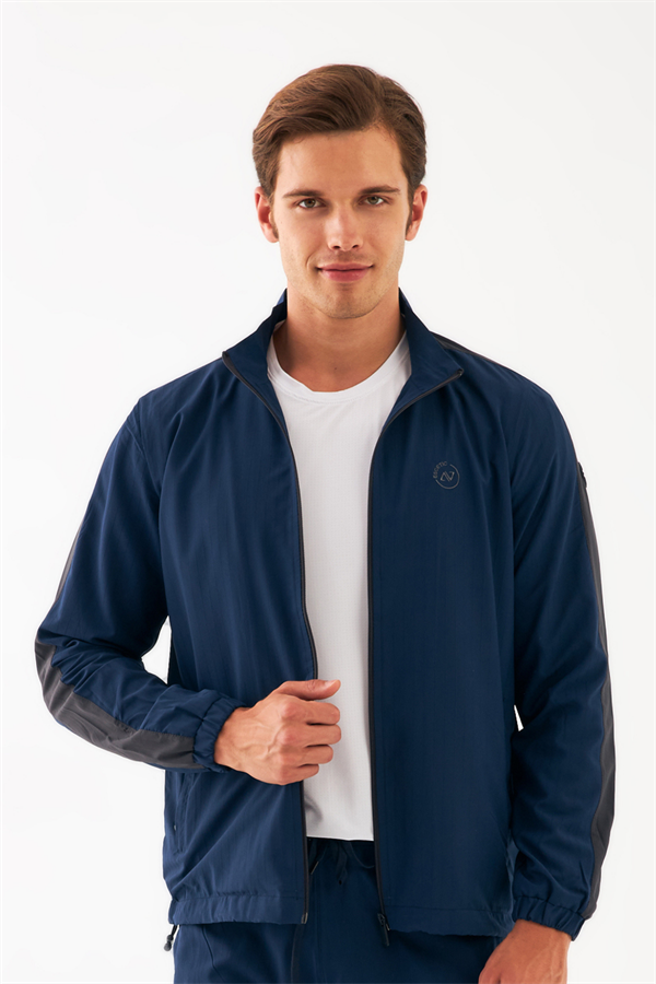 Escetic Royal Erkek Dik Yaka Spor Likra Kumaş Lastik Paça 4 Cepli YAZLIK Slimfit Spor Eşofman Takımı SL0019