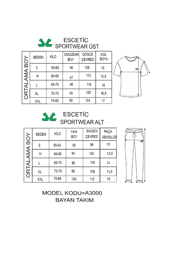 Escetic Sarı Kadın Tshirt Takım Nefes Alan Pamuklu ABD Pike Kumaş A3000