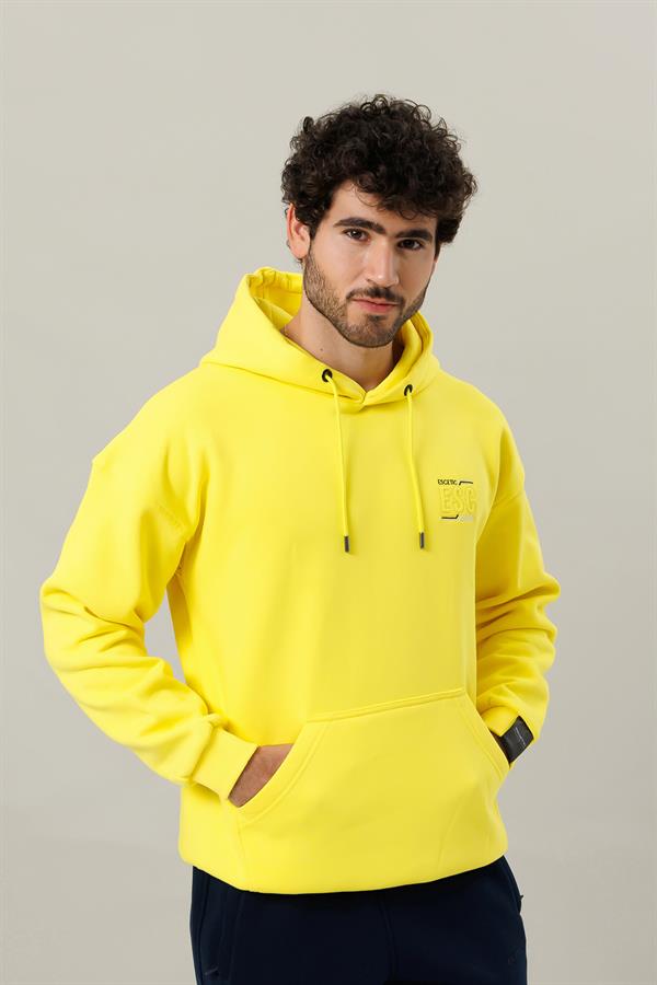 Escetic Sarı Unisex 3 İplik Polarlı Kışlık Oversize Sweatshirt A3057