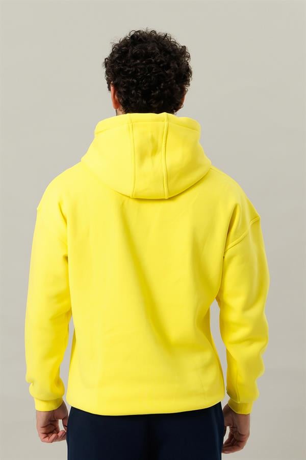 Escetic Sarı Unisex 3 İplik Polarlı Kışlık Oversize Sweatshirt A3057