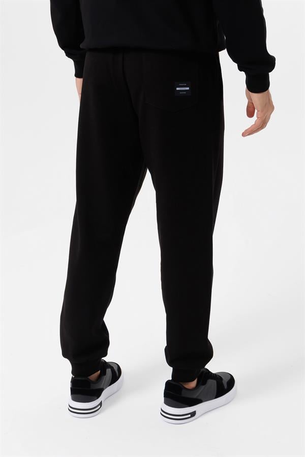 Escetic Siyah 4 Mevsim Doubleface Kumaş Spor Erkek Eşofman Altı Rahat Regular Kalıp B1575