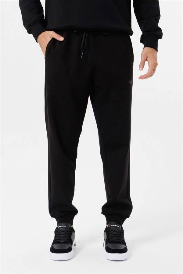 Escetic Siyah 4 Mevsim Doubleface Kumaş Spor Erkek Eşofman Altı Rahat Regular Kalıp B1575