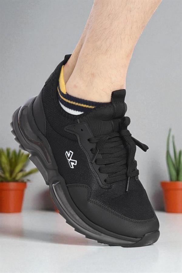 Escetic Siyah Beyaz Erkek Anorak Gövde Yazlık Jel Taban Sneaker Spor Ayakkabı AY0013