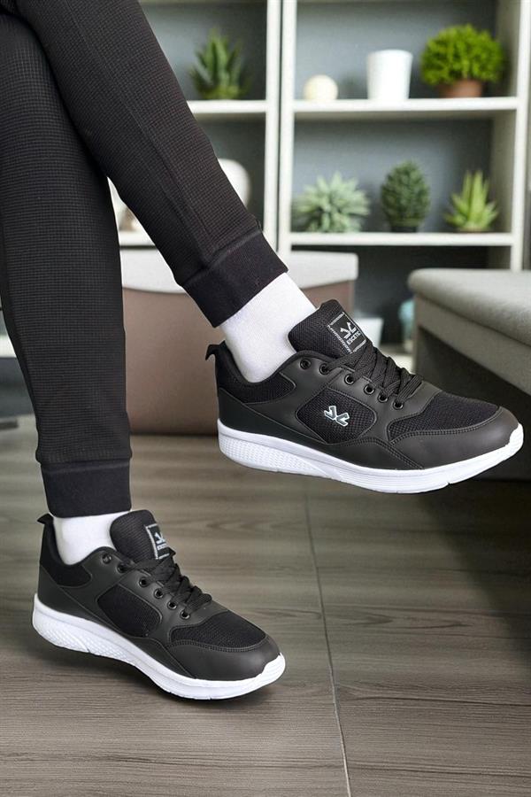 Escetic Siyah Beyaz Erkek Anorak Gövde Yazlık Sneaker Hafif Spor Ayakkabı AY0012