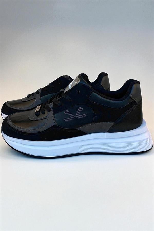 Escetic Siyah Beyaz Kadın Sneaker, Nefes Alabilen Erkek Spor Ayakkabı, Hafif Yürüyüş Ayakkabısı AY0004