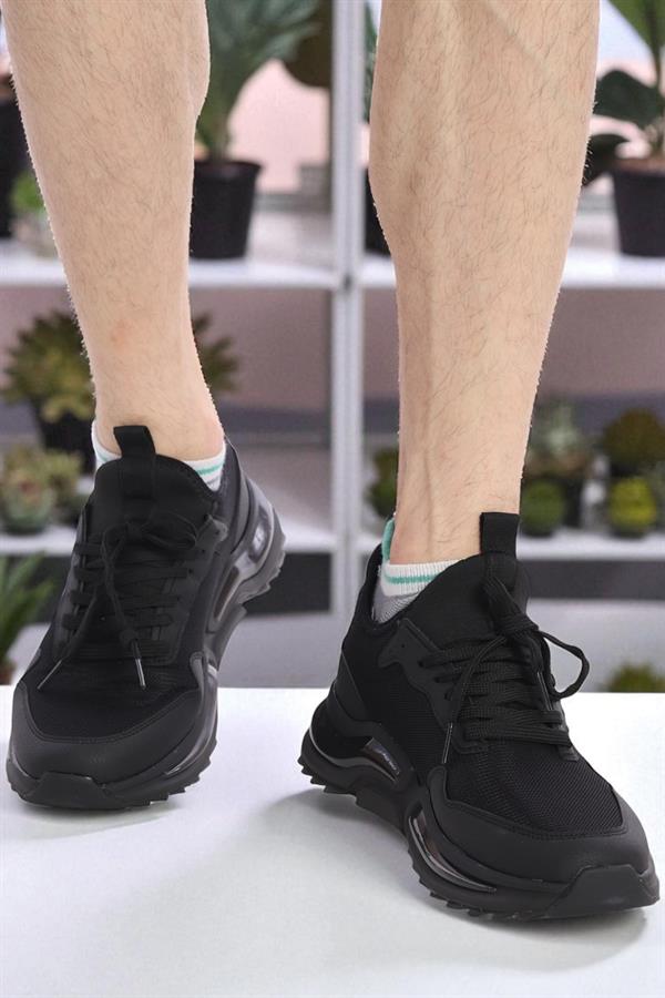 Escetic Siyah Erkek Anorak Gövde Yazlık Jel Taban Sneaker Spor Ayakkabı AY0013