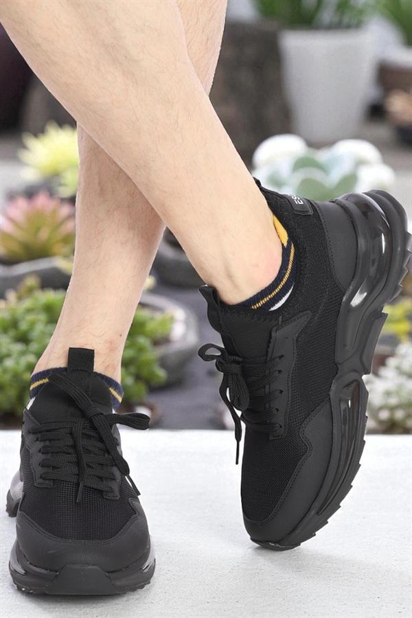 Escetic Siyah Erkek Anorak Gövde Yazlık Jel Taban Sneaker Spor Ayakkabı AY0013