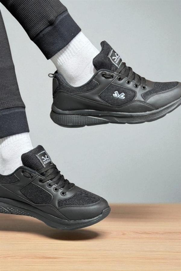 Escetic Siyah Erkek Anorak Gövde Yazlık Sneaker Hafif Spor Ayakkabı AY0012