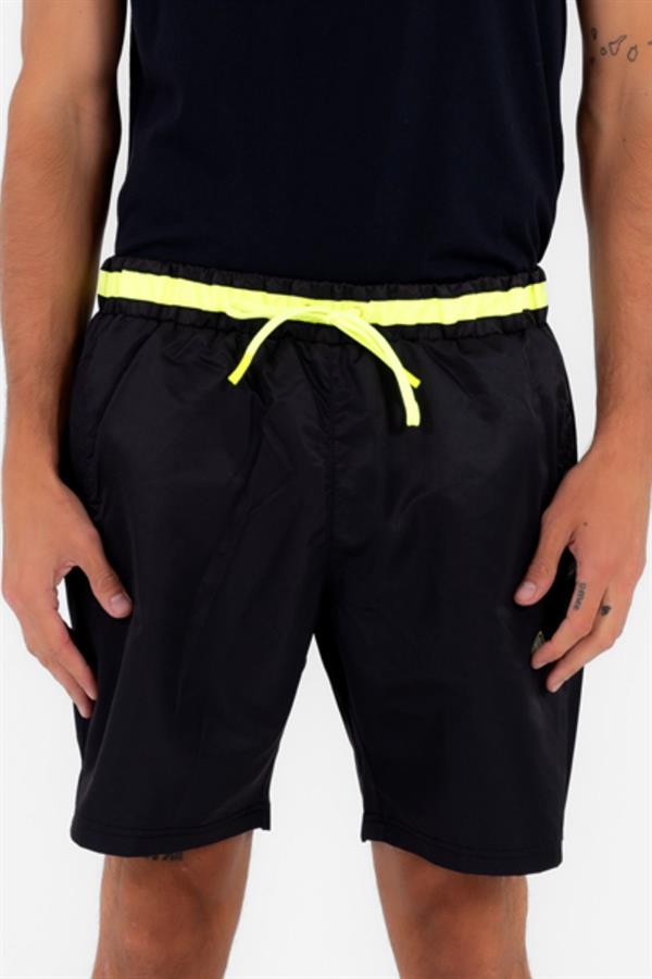 Escetic Siyah Erkek Casual 3 Cepli Maraton Kumaş Deniz Fitnes File Astarlı Spor Şort B1378