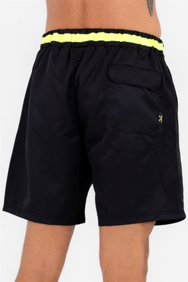 Escetic Siyah Erkek Casual 3 Cepli Maraton Kumaş Deniz Fitnes File Astarlı Spor Şort B1378
