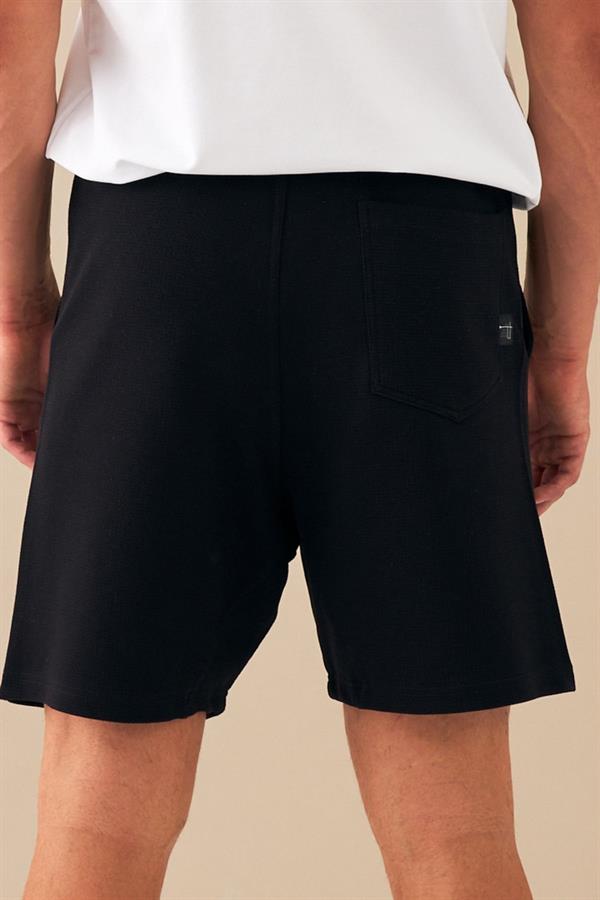 Escetic Siyah Erkek Casual Rahat Kalıp Nefes Alabilen ABD Pike Kumaş Spor Şort B1502