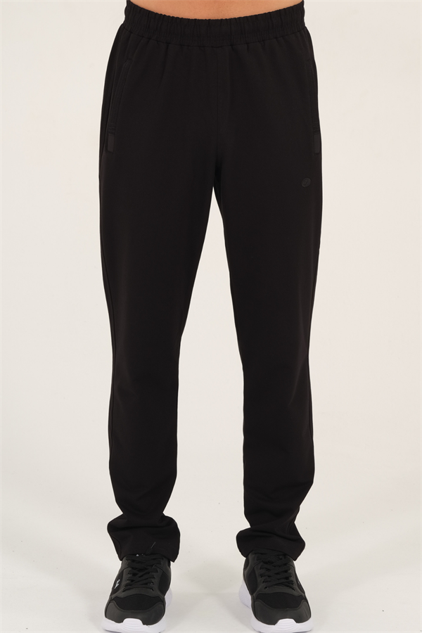 Escetic Siyah Erkek Rahat Kalıp Nefes Alabilen 2 İplik Kumaş 4 Mevsim Spor Eşofman Altı B1073