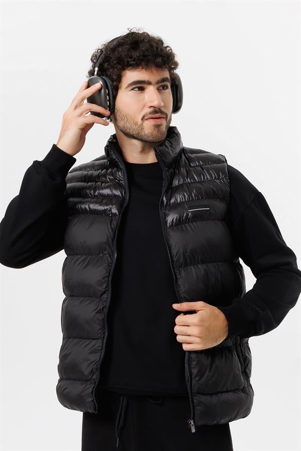 Escetic Siyah Erkek Şişme Yelek 7077