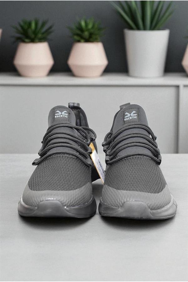 Escetic Siyah Erkek Sneaker, Nefes Alabilen Erkek Spor Ayakkabı, Hafif Yürüyüş Ayakkabısı AY0006