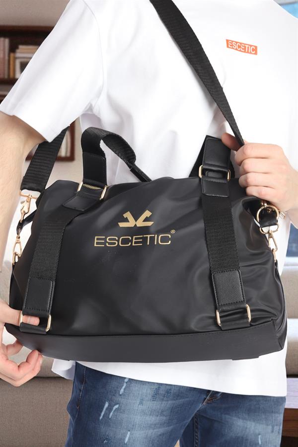 Escetic Siyah Gold Unisex Su Geçirmez Omuz Askılı Spor Fitness Seyahat Çanta C5004