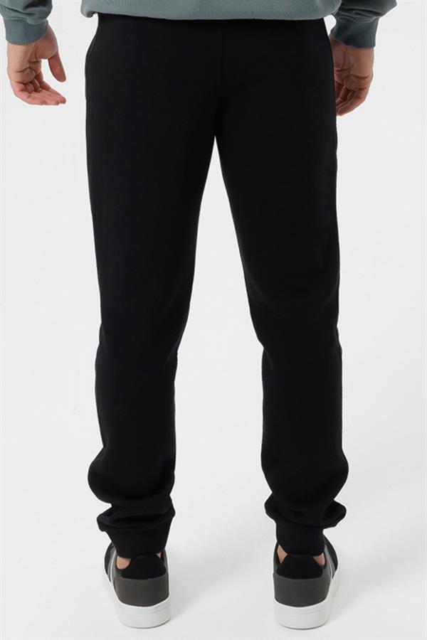 Escetic Siyah Kışlık Kalın 3 İplik Lastik Paça Slimfit Erkek Eşofman Altı B1127