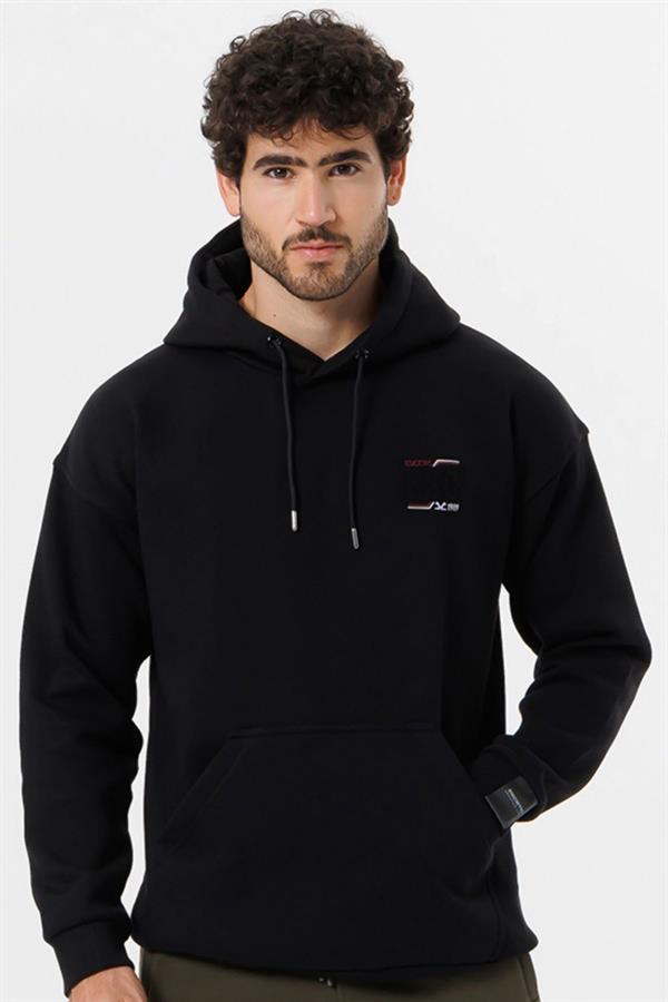 Escetic Siyah Unisex 3 İplik Polarlı Kışlık Oversize Sweatshirt A3057