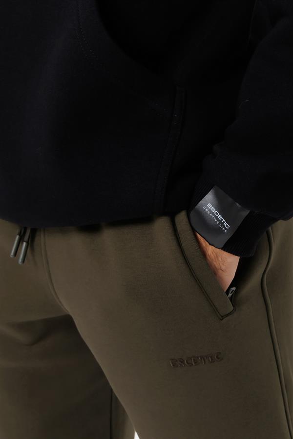 Escetic Siyah Unisex 3 İplik Polarlı Kışlık Oversize Sweatshirt A3057