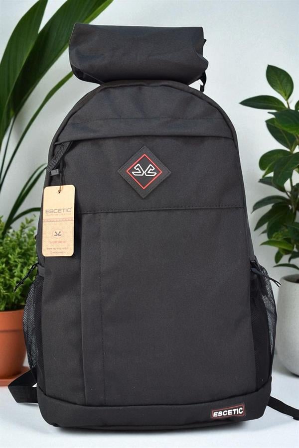 Escetic Spor Siyah Sırt Çantası Okul Tatil Kamp Seyahat Dağcılık Çanta C5000