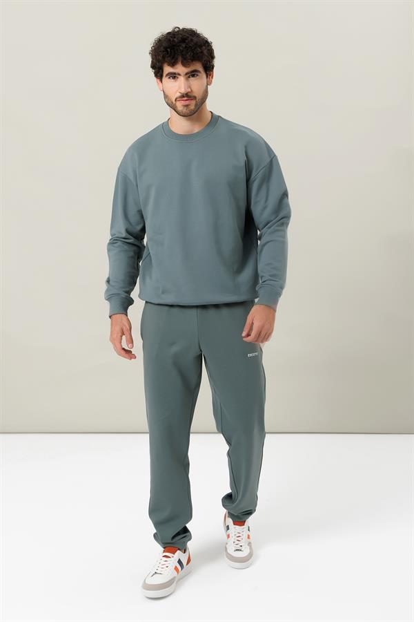 Escetic Su Yeşili 4 Mevsim Doubleface Kumaş Spor Slimfit Erkek Eşofman Altı S0023