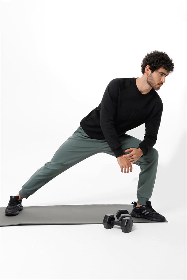 Escetic Su Yeşili 4 Mevsim Doubleface Kumaş Spor Erkek Eşofman Altı Rahat Regular Kalıp B1575