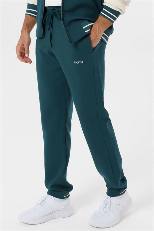 Escetic Yeşil 4 Mevsim Doubleface Kumaş Spor Slimfit Erkek Eşofman Altı S0023