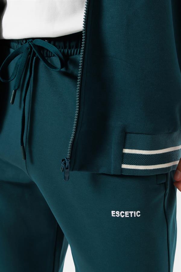 Escetic Yeşil 4 Mevsim Doubleface Kumaş Spor Slimfit Erkek Eşofman Altı S0023