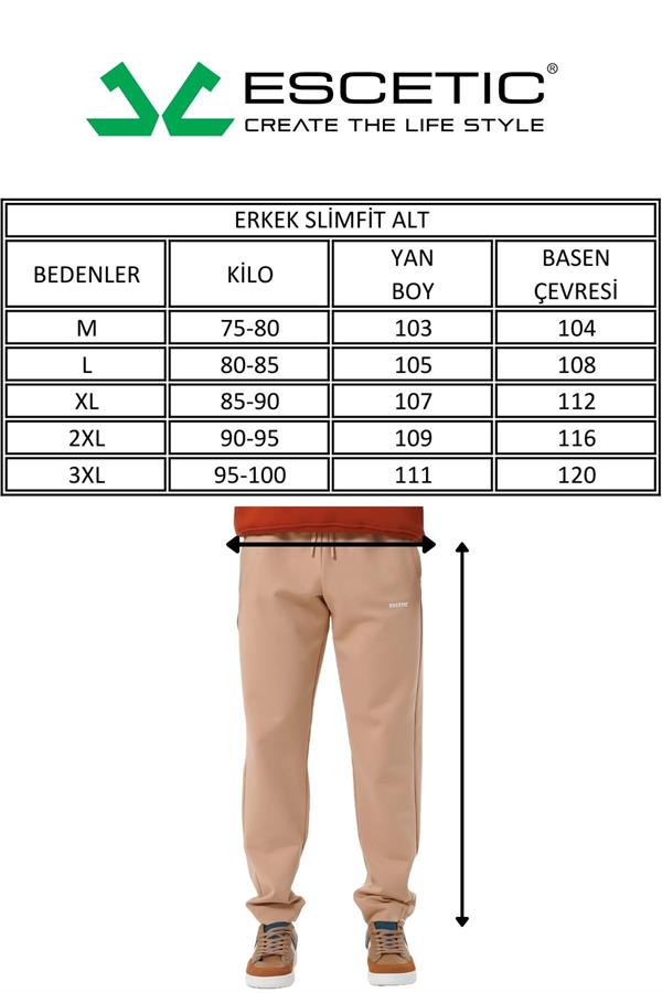 Escetic Yeşil 4 Mevsim Doubleface Kumaş Spor Slimfit Erkek Eşofman Altı S0023
