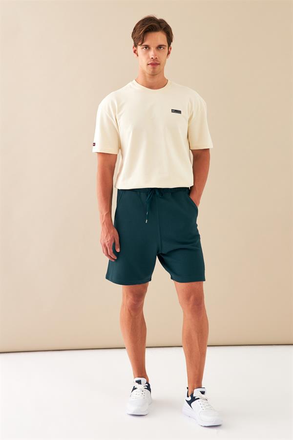 Escetic Yeşil Erkek Casual Rahat Kalıp Nefes Alabilen ABD Pike Kumaş Spor Şort B1502