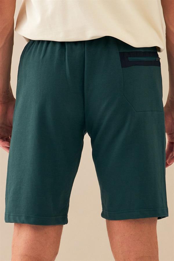 Escetic Yeşil Erkek Casual Rahat Kalıp Nefes Alabilen Pamuklu Drops İnterlok Kumaş Spor Şort B1511