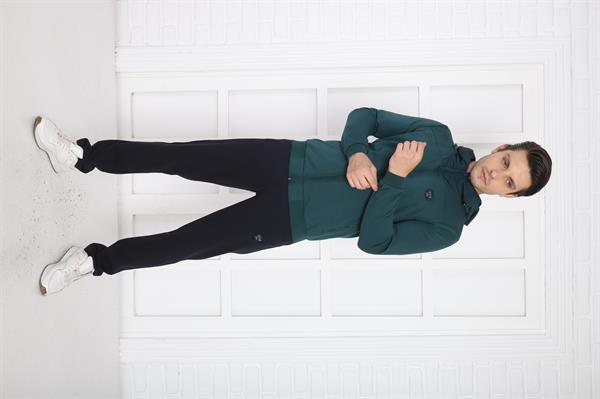 Escetic Yeşil Erkek Kapüşonlu 4 Cepli 4 Mevsim Pamuklu Spor Slimfit Eşofman Takımı 6756