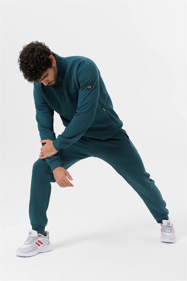 Escetic Yeşil Erkek Polarlı 3 İplik Kışlık Spor Eşofman Altı - Kalın ve Rahat B1591