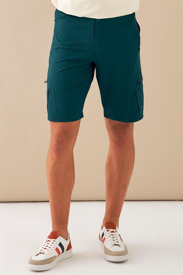 Escetic Yeşil Erkek Regular Kalıp Nefes Alabilen Yazlık Esnek Spor Likra Kumaş Spor Şort B1492
