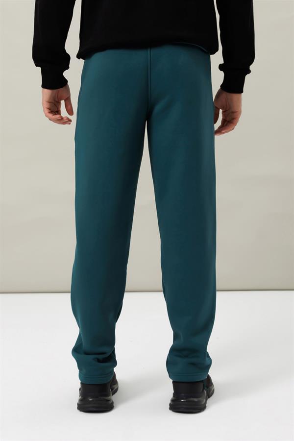 Escetic Yeşil Rahat Kalıp 3 İplik İçi Polarlı Kışlık Kalın Erkek Eşofman Altı B1590