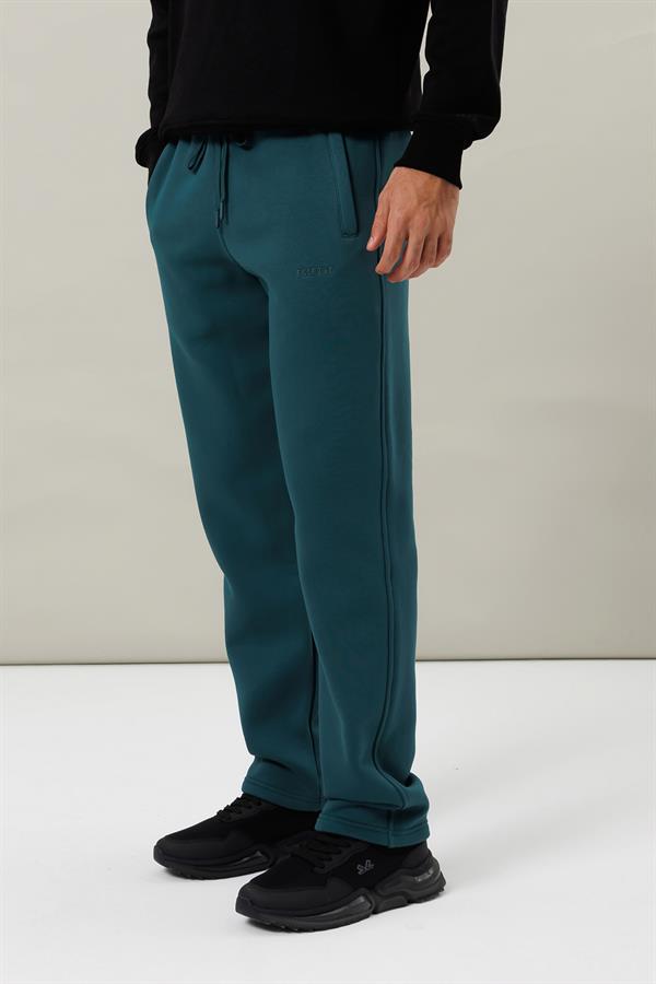 Escetic Yeşil Rahat Kalıp 3 İplik İçi Polarlı Kışlık Kalın Erkek Eşofman Altı B1590