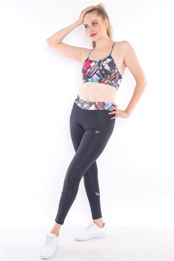 Escetic Antresit Kadın Spor Polyester Normal Bel Büstiyer Takım Fitnes Yoga Bra 0313