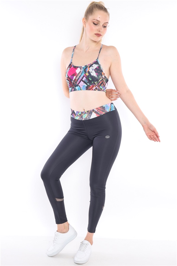 Escetic Antresit Kadın Spor Polyester Normal Bel Büstiyer Takım Fitnes Yoga Bra 0313