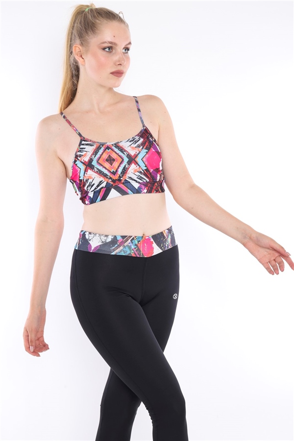 Escetic Siyah Kadın Spor Polyester Normal Bel Büstiyer Takım Fitnes Yoga Bra 0313