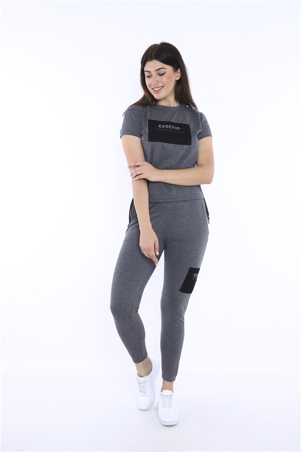 Escetic G3 Melanj Kadın Dokuma Detaylı ABD Pike Nefes Alan T-shirt Takım A3004